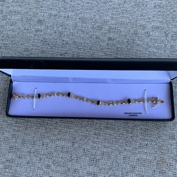 Jewelry 18 Kt Gold Over Sterling Silver Bracelet With Sapphire And